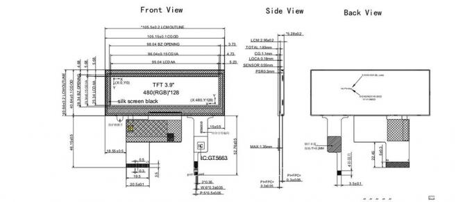 3.9 Inch 480 × 128 Bar Type Color TFT LCD with Mutil-Touch Pcap
