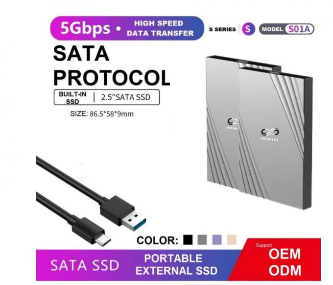 2.5′high Speed Data Transfer portable External SATA SSD Built in SSD 5gbps