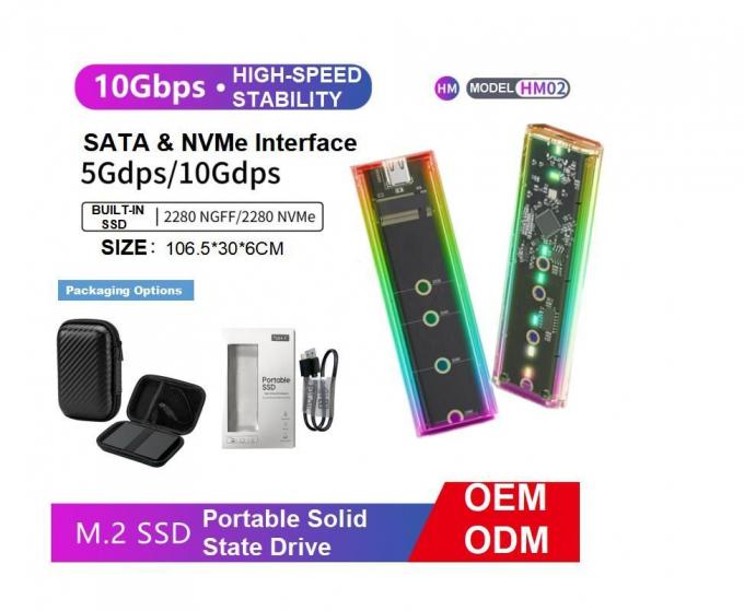 Infinites 512GB 1tb 2tb 4tb 6tb 2.5′ High Speed Data Transfer Portable External SATA SSD RGB Built in SSD 5gbps 10gbps with Colorful Ambiance Lights